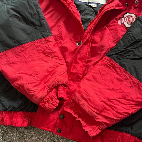 Vintage 90s Ohio State Buckeyes Puffer Jacket Coat Full Zip Competitor Size L - Picture 4 of 7
